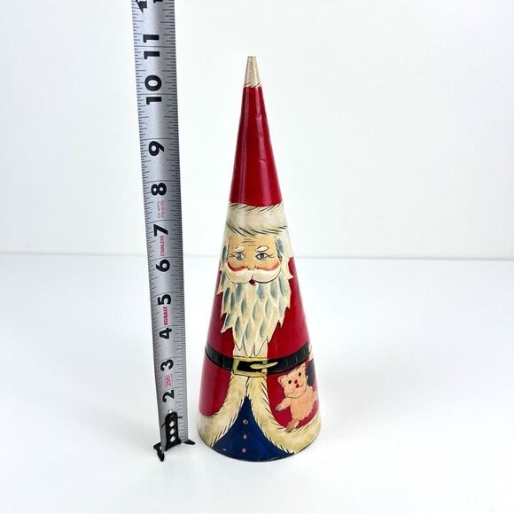 Nesting Santa Claus Christmas Wooden Doll Cone Shape Only One - Picture 8 of 9